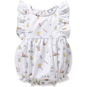 Petite Plume Baby's Twill Ruffled Romper, Easter Frolic 0-3